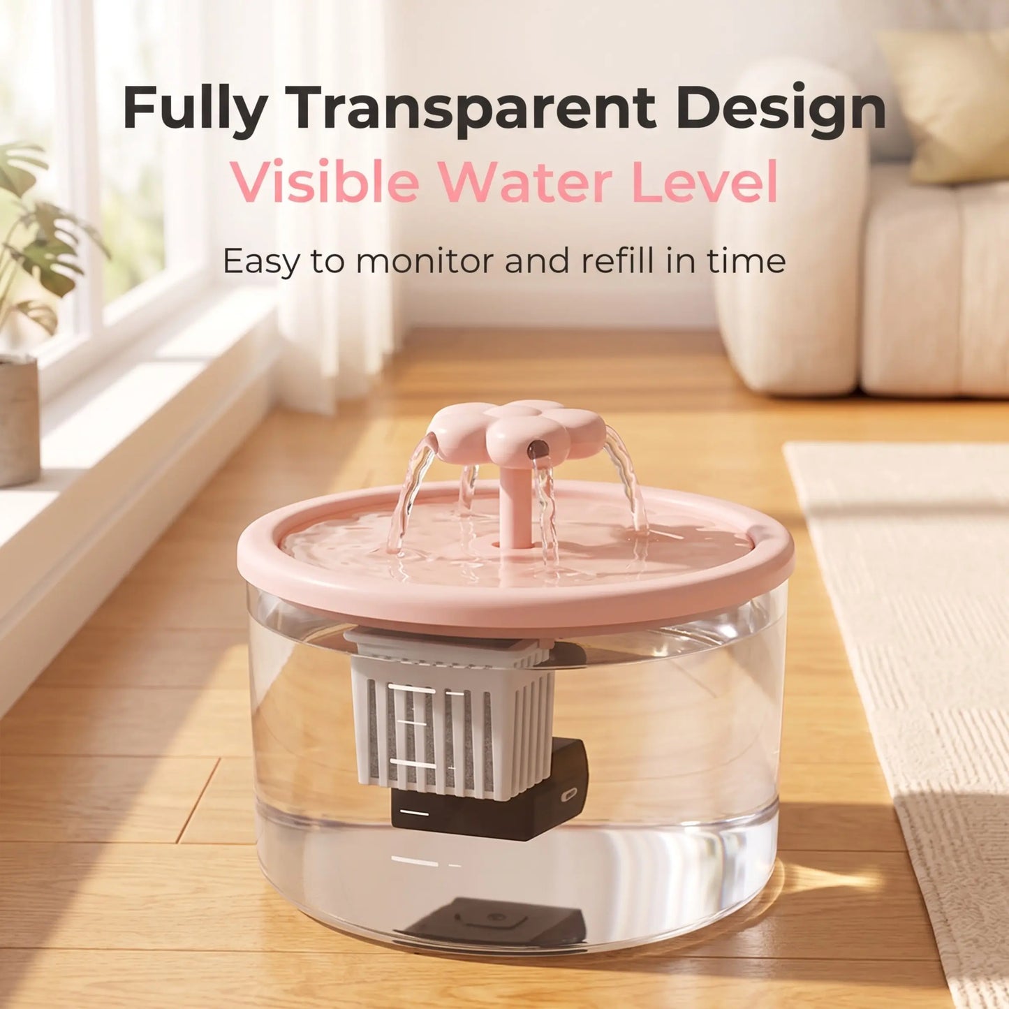 Cat Water Fountain with Filter, USB-Powered & Quiet