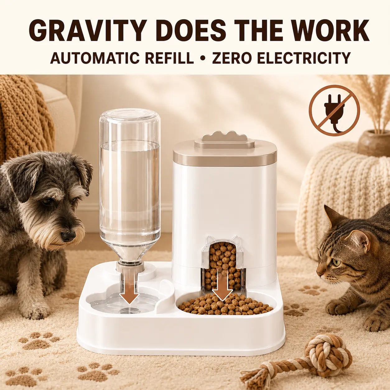 PAWSURD 2-in-1 Automatic Pet Feeder & Water Dispenser