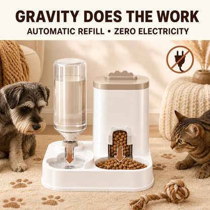 PAWSURD 2-in-1 Automatic Pet Feeder & Water Dispenser