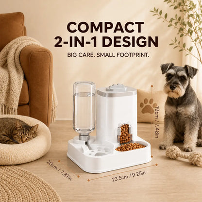 PAWSURD 2-in-1 Automatic Pet Feeder & Water Dispenser