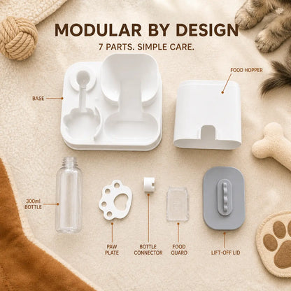PAWSURD 2-in-1 Automatic Pet Feeder & Water Dispenser