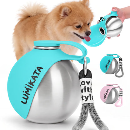 Lumikata 2-in-1 Portable Dog Water Bottle with Foldable Bowl