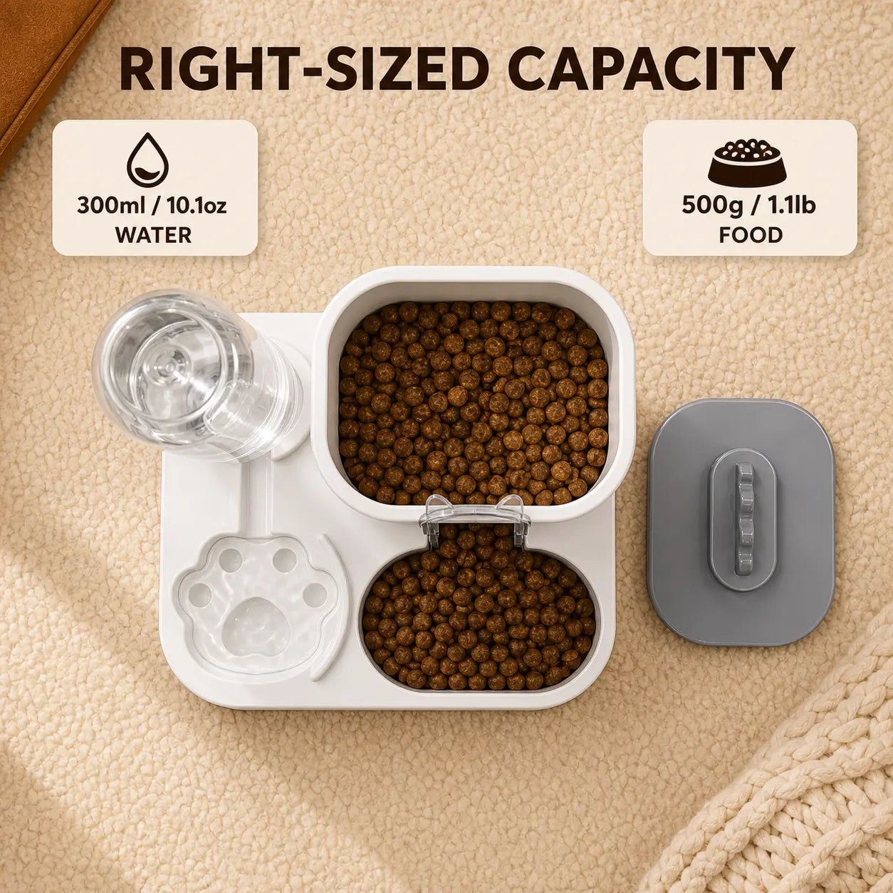PAWSURD 2-in-1 Automatic Pet Feeder & Water Dispenser