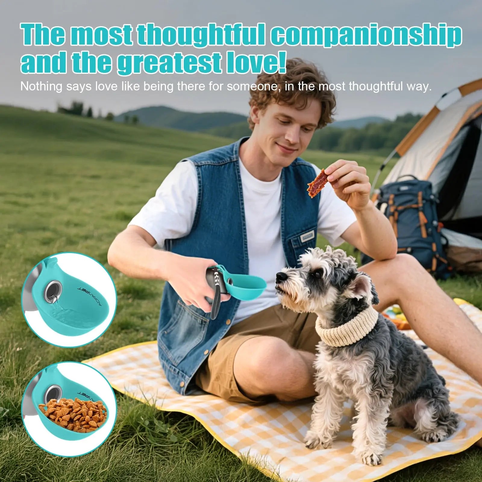 Lumikata 2-in-1 Portable Dog Water Bottle with Foldable Bowl