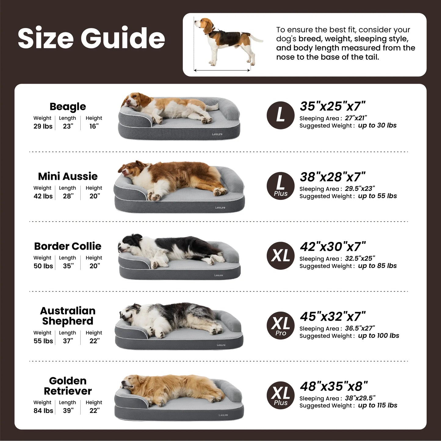 Lesure Realortho Orthopedic Dog Bed with Memory Foam