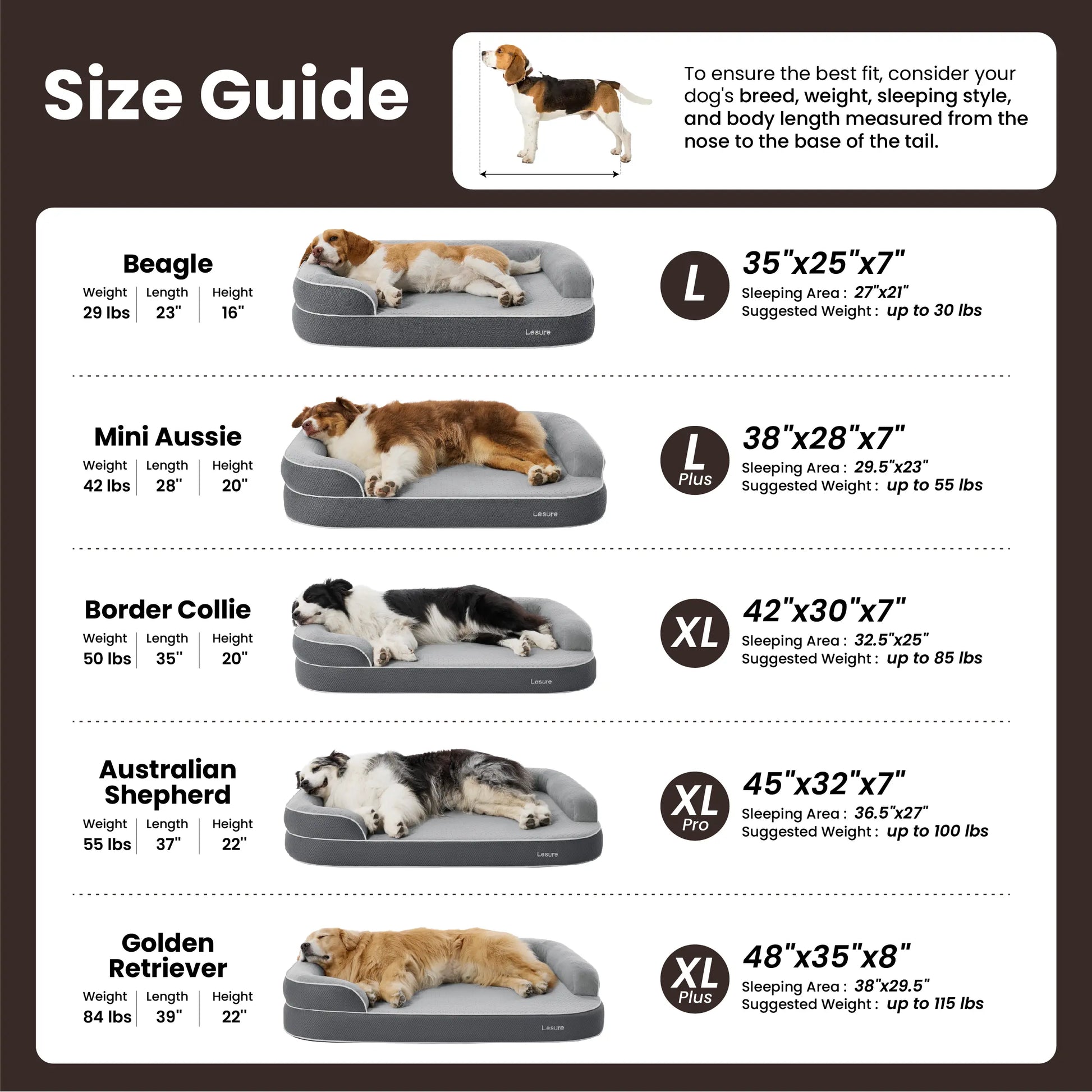 Lesure Realortho Orthopedic Dog Bed with Memory Foam