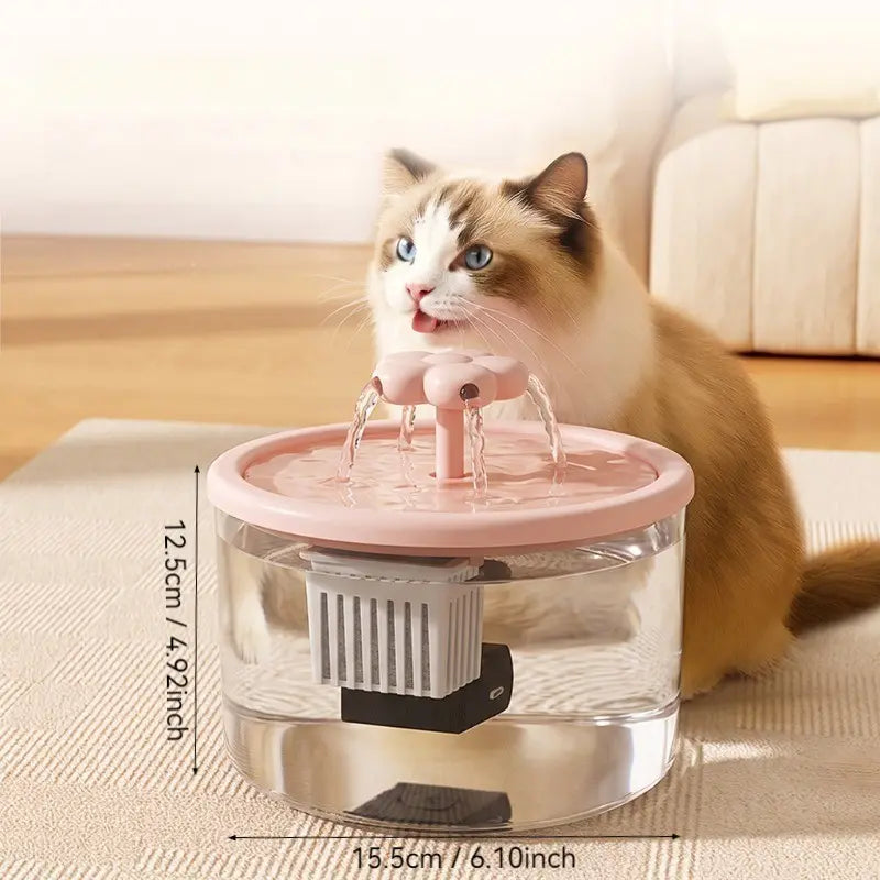 Cat Water Fountain with Filter, USB-Powered & Quiet