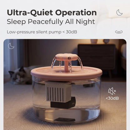 Cat Water Fountain with Filter, USB-Powered & Quiet