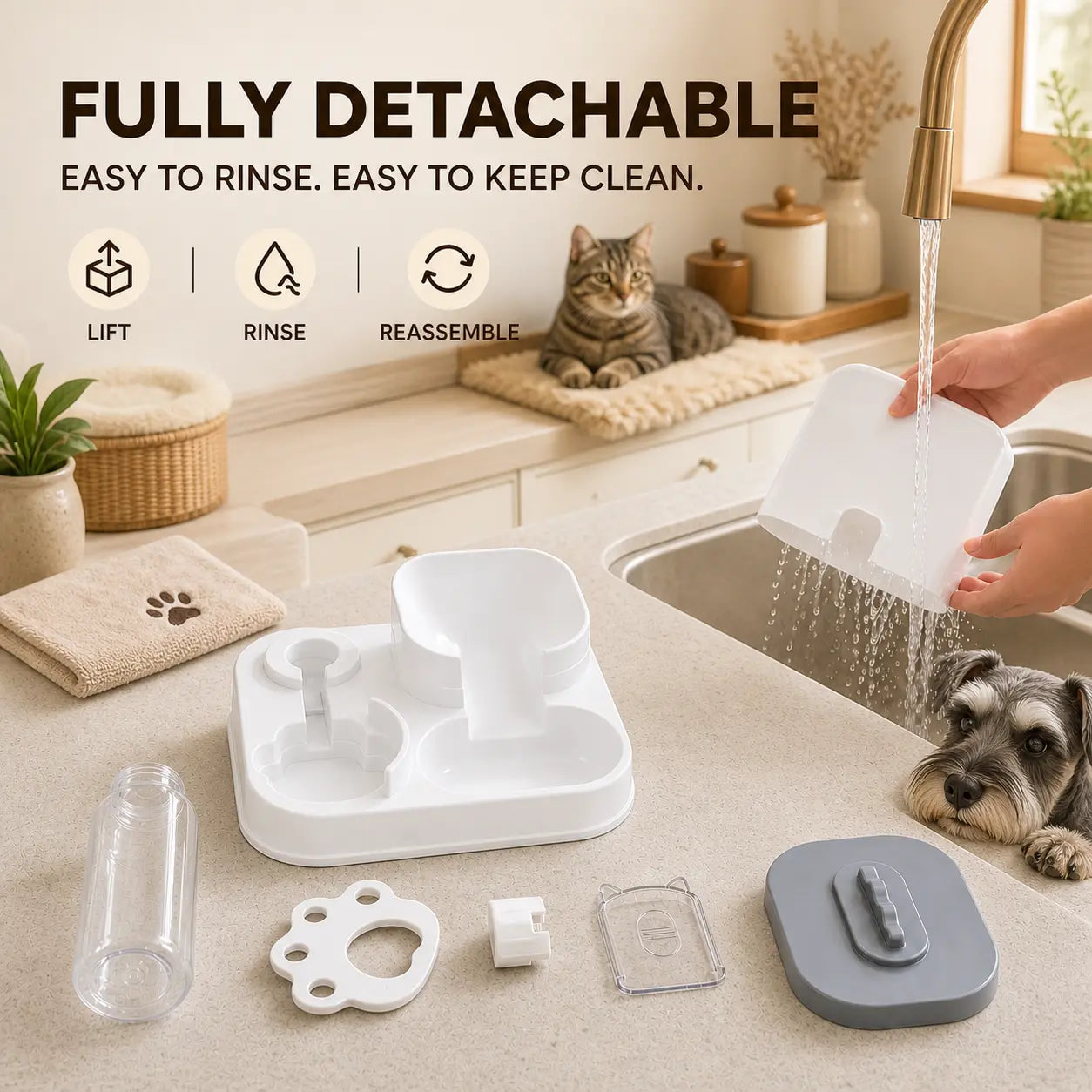 PAWSURD 2-in-1 Automatic Pet Feeder & Water Dispenser