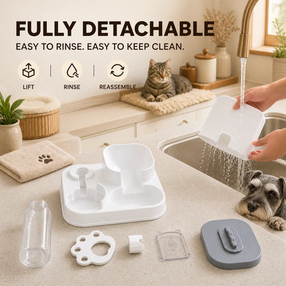 PAWSURD 2-in-1 Automatic Pet Feeder & Water Dispenser